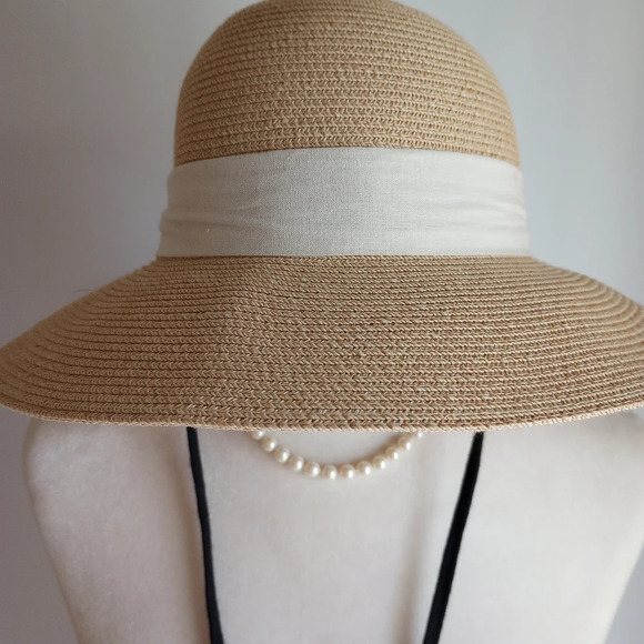 Furtalk Accessories - Furtalk Adjustable Sun Beach Hat Natural Linen Ribbon One Size
